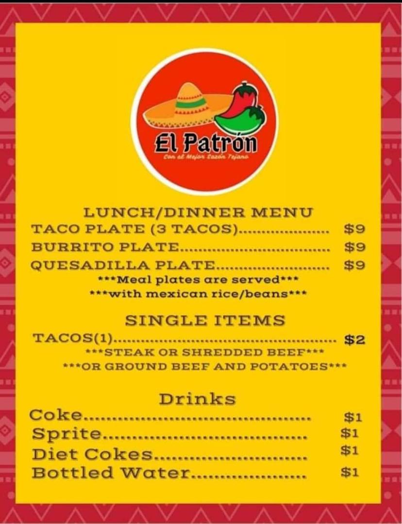 Taqueria EL Patron Menu